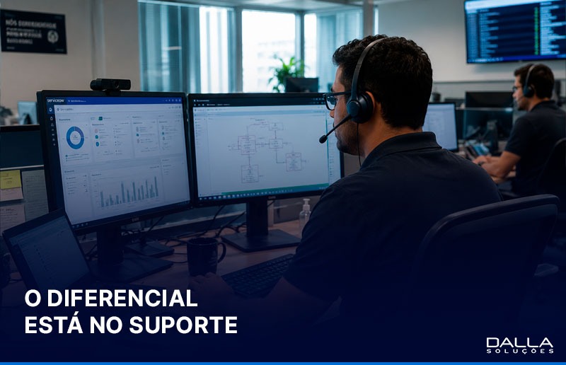 Especialista de TI prestando suporte a uma empresa com infraestrutura em nuvem para ERP, garantindo continuidade operacional e atendimento especializado.
