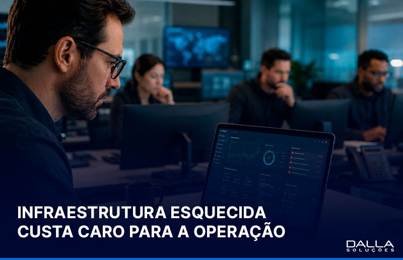 Profissional de TI monitorando infraestrutura de TI em nuvem para garantir estabilidade, produtividade e continuidade operacional.
